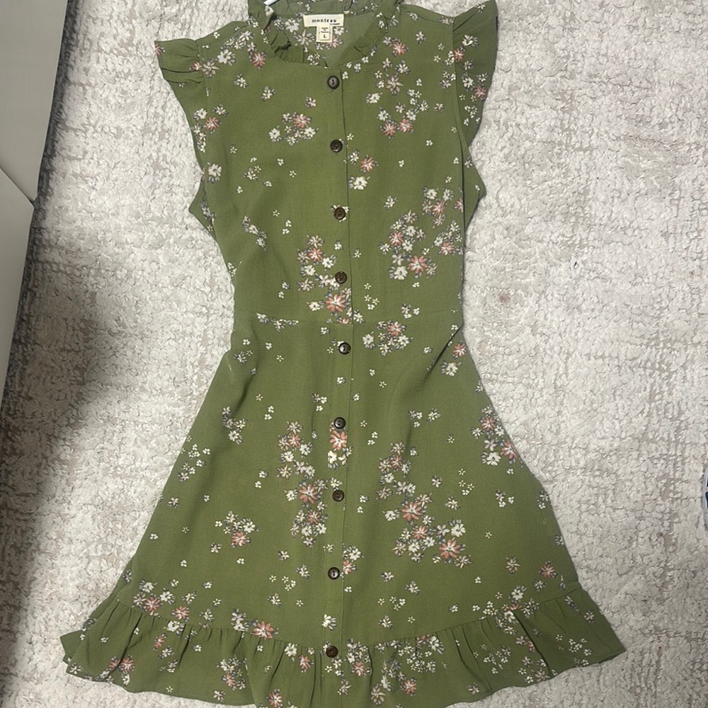 Floral Green Kids Dress